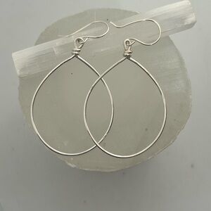 Boho Silver Teardrop hoop Earrings handmade